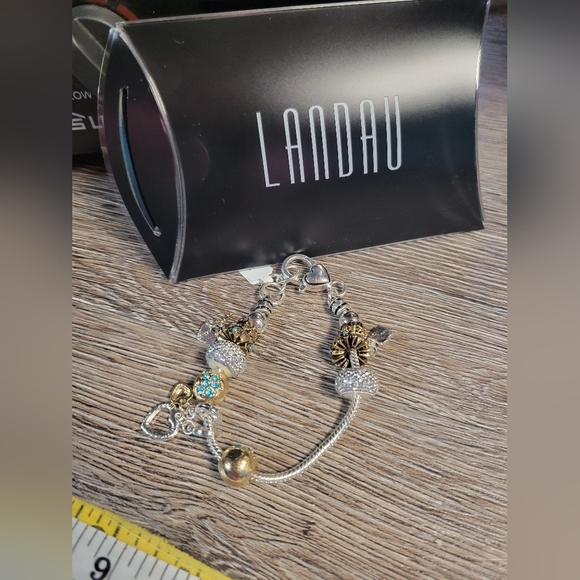 NEW Landau  Multi-Charm‎ Lock Bracelet Turquoise Hearts - Picture 1 of 1